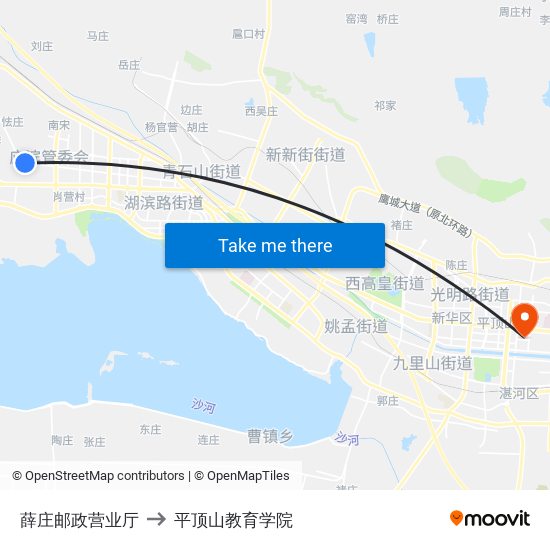 薛庄邮政营业厅 to 平顶山教育学院 map