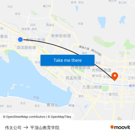 伟太公司 to 平顶山教育学院 map