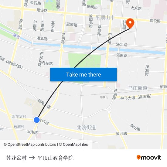 莲花盆村 to 平顶山教育学院 map