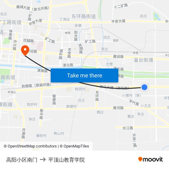 高阳小区南门 to 平顶山教育学院 map