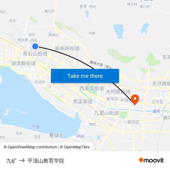 九矿 to 平顶山教育学院 map