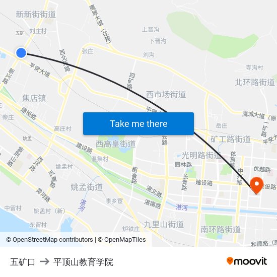 五矿口 to 平顶山教育学院 map