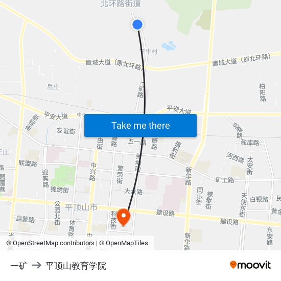 一矿 to 平顶山教育学院 map