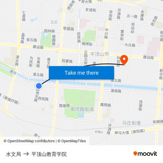 水文局 to 平顶山教育学院 map