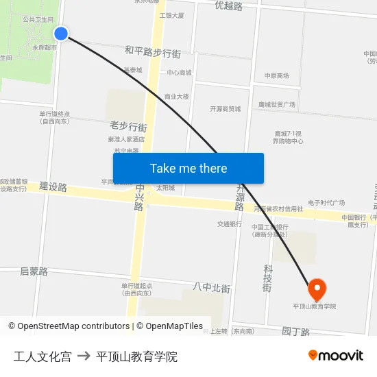 工人文化宫 to 平顶山教育学院 map