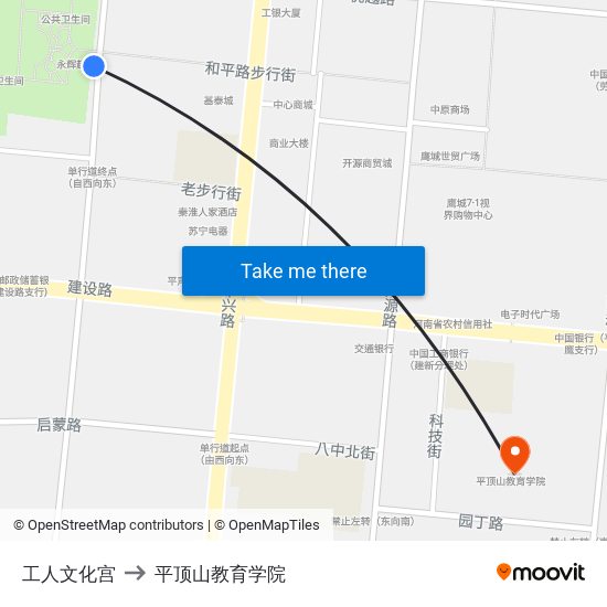 工人文化宫 to 平顶山教育学院 map