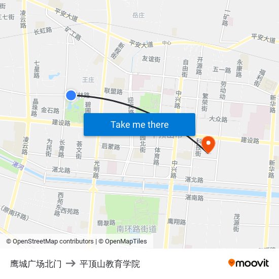 鹰城广场北门 to 平顶山教育学院 map