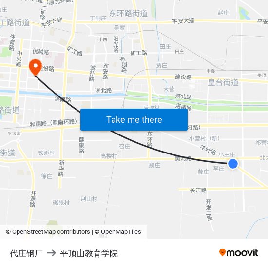 代庄钢厂 to 平顶山教育学院 map