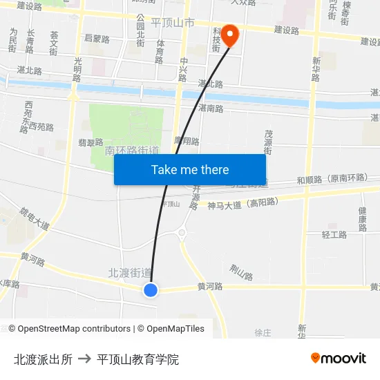 北渡派出所 to 平顶山教育学院 map