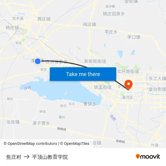 焦庄村 to 平顶山教育学院 map