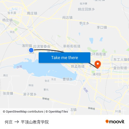 何庄 to 平顶山教育学院 map