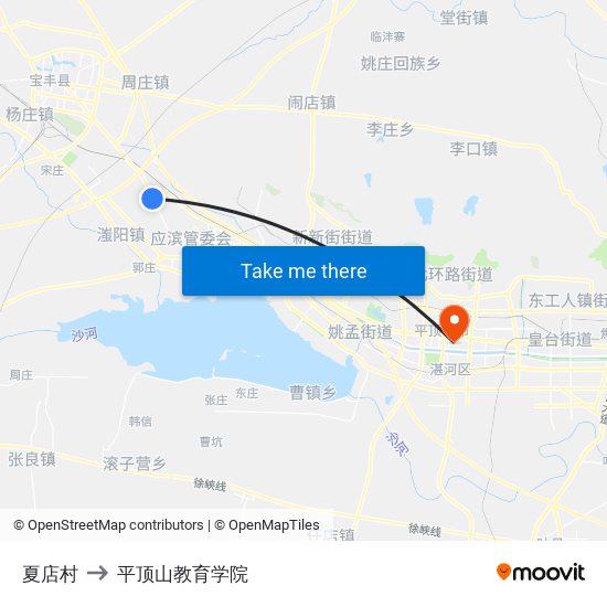 夏店村 to 平顶山教育学院 map