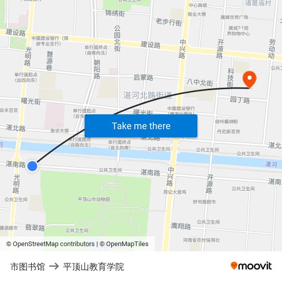 市图书馆 to 平顶山教育学院 map