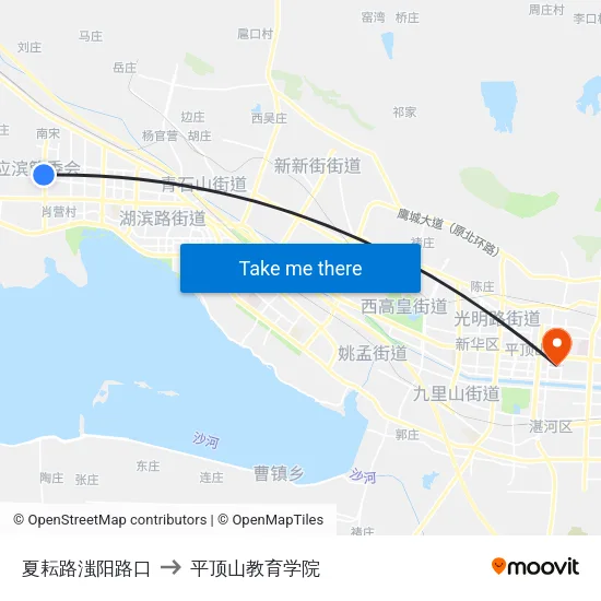 夏耘路滍阳路口 to 平顶山教育学院 map