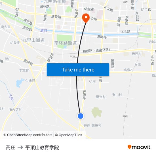 高庄 to 平顶山教育学院 map