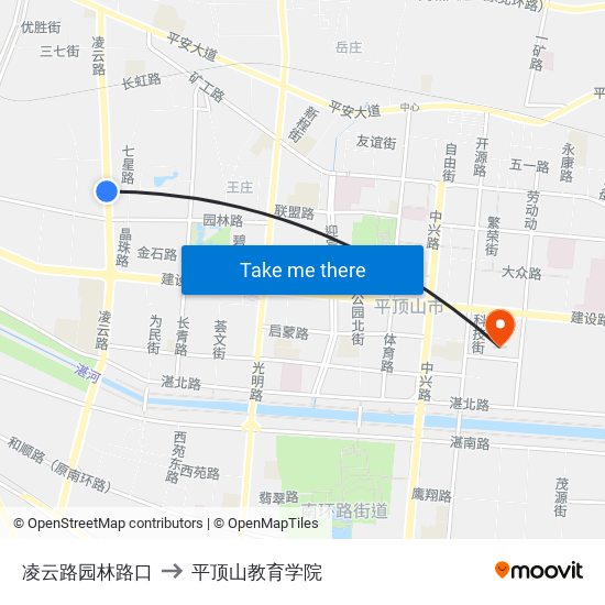 凌云路园林路口 to 平顶山教育学院 map