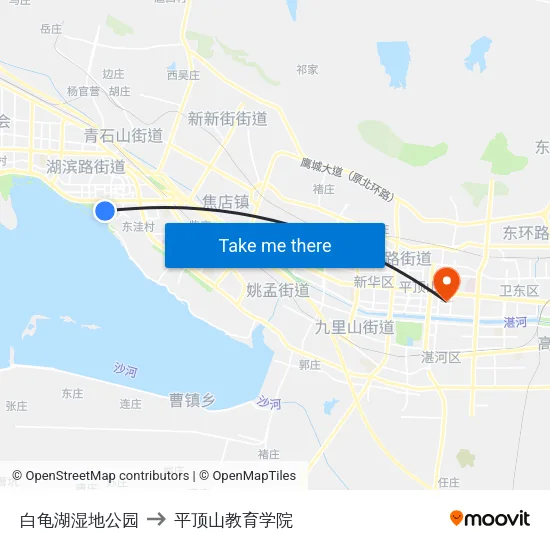 白龟湖湿地公园 to 平顶山教育学院 map