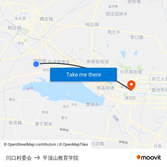 闫口村委会 to 平顶山教育学院 map