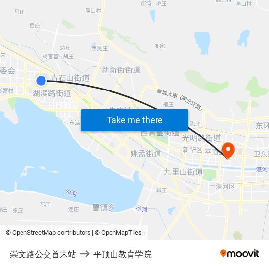 崇文路公交首末站 to 平顶山教育学院 map