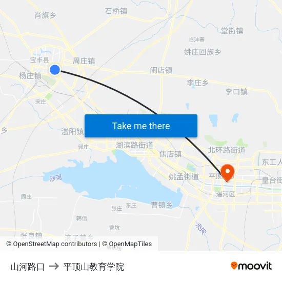 山河路口 to 平顶山教育学院 map