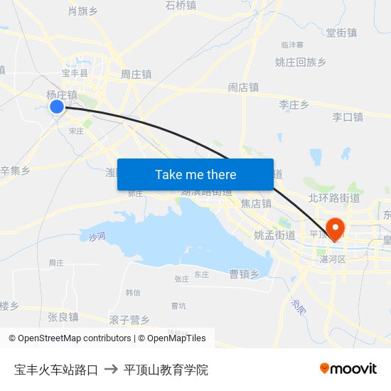 宝丰火车站路口 to 平顶山教育学院 map