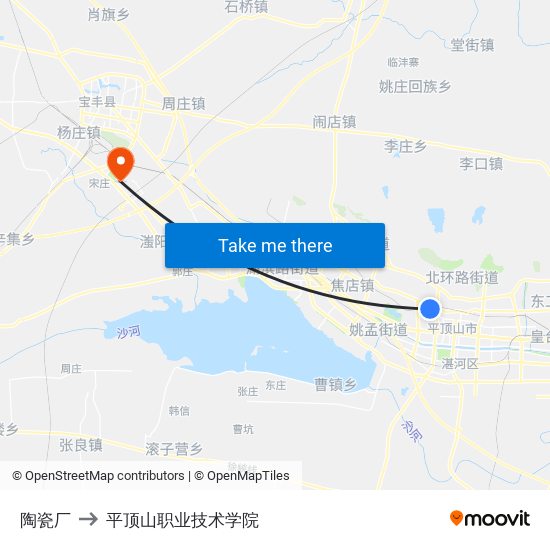 陶瓷厂 to 平顶山职业技术学院 map