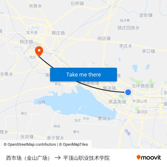 西市场（金山广场） to 平顶山职业技术学院 map