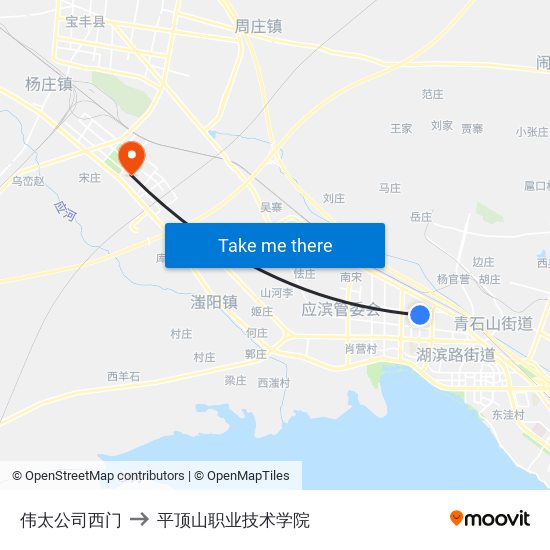 伟太公司西门 to 平顶山职业技术学院 map