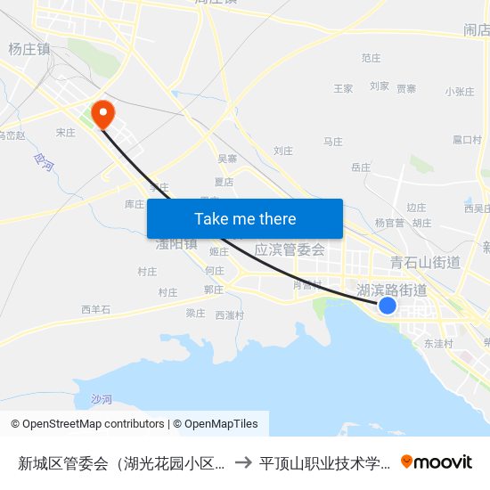 新城区管委会（湖光花园小区） to 平顶山职业技术学院 map