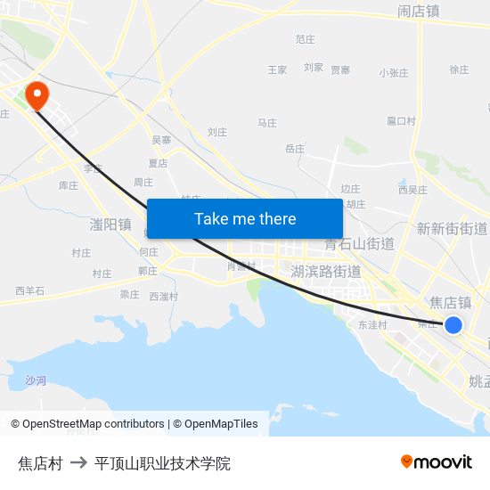 焦店村 to 平顶山职业技术学院 map