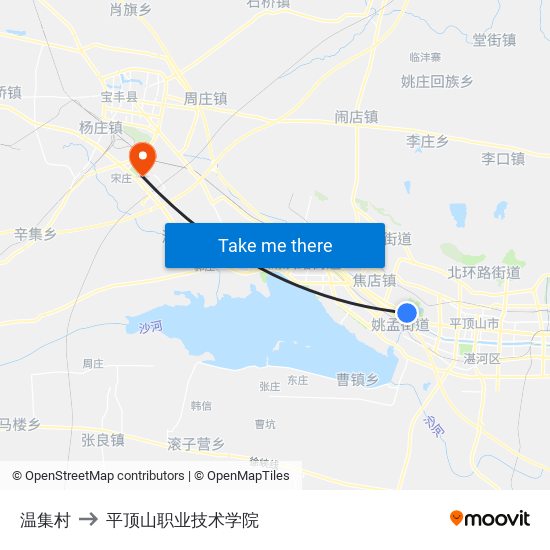 温集村 to 平顶山职业技术学院 map