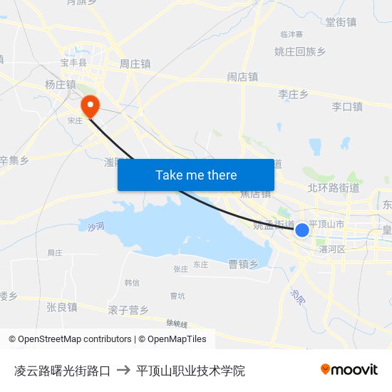 凌云路曙光街路口 to 平顶山职业技术学院 map