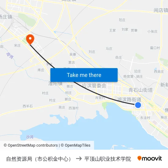 自然资源局（市公积金中心） to 平顶山职业技术学院 map