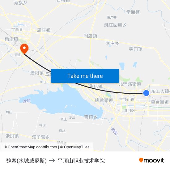 魏寨(水城威尼斯) to 平顶山职业技术学院 map