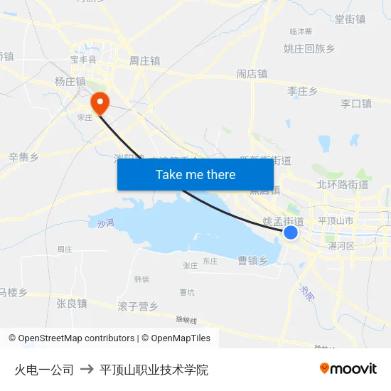 火电一公司 to 平顶山职业技术学院 map