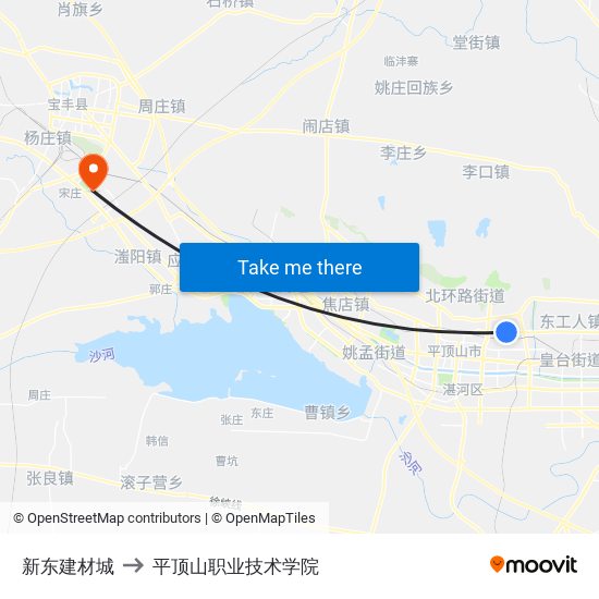 新东建材城 to 平顶山职业技术学院 map