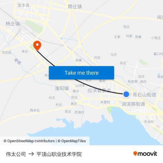 伟太公司 to 平顶山职业技术学院 map