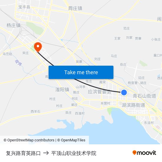 复兴路育英路口 to 平顶山职业技术学院 map