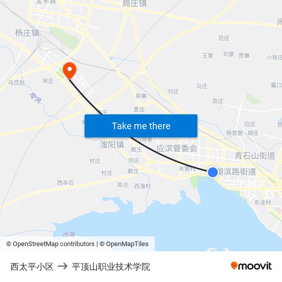 西太平小区 to 平顶山职业技术学院 map