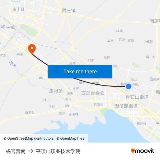 杨官营南 to 平顶山职业技术学院 map
