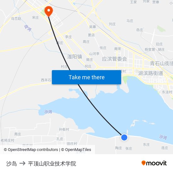 沙岛 to 平顶山职业技术学院 map