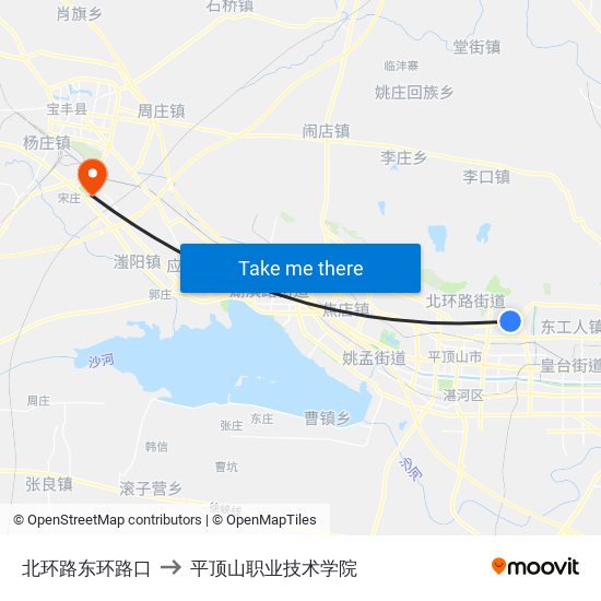 北环路东环路口 to 平顶山职业技术学院 map