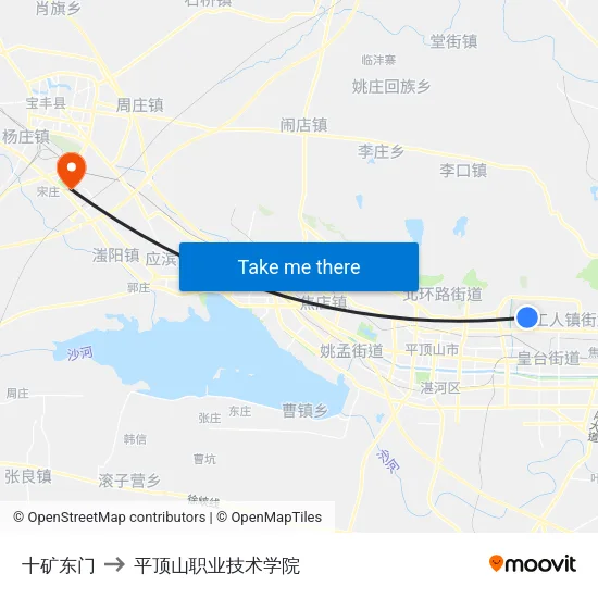 十矿东门 to 平顶山职业技术学院 map