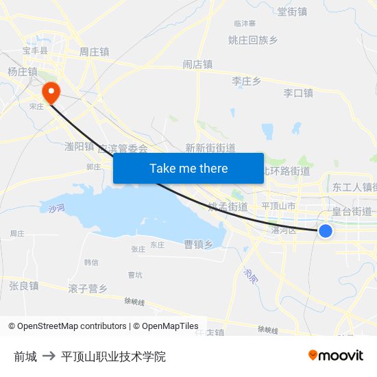 前城 to 平顶山职业技术学院 map