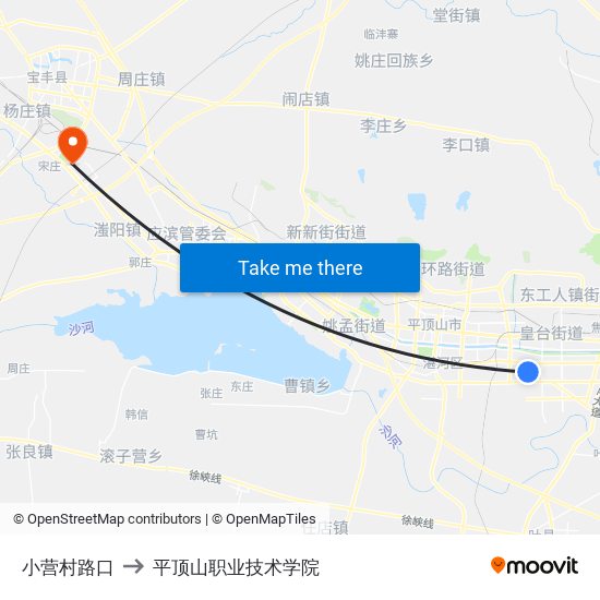 小营村路口 to 平顶山职业技术学院 map