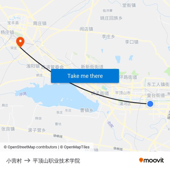 小营村 to 平顶山职业技术学院 map