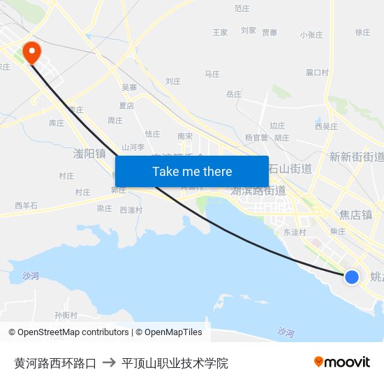 黄河路西环路口 to 平顶山职业技术学院 map