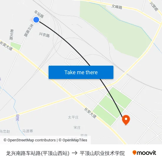 龙兴南路车站路(平顶山西站) to 平顶山职业技术学院 map