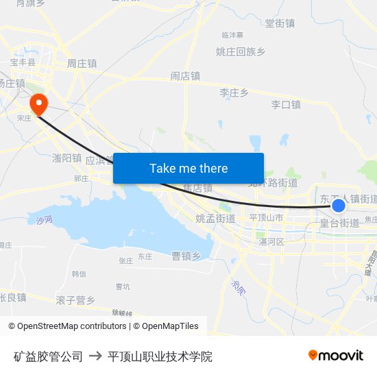 矿益胶管公司 to 平顶山职业技术学院 map