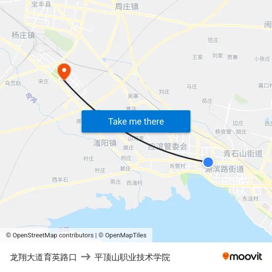 龙翔大道育英路口 to 平顶山职业技术学院 map